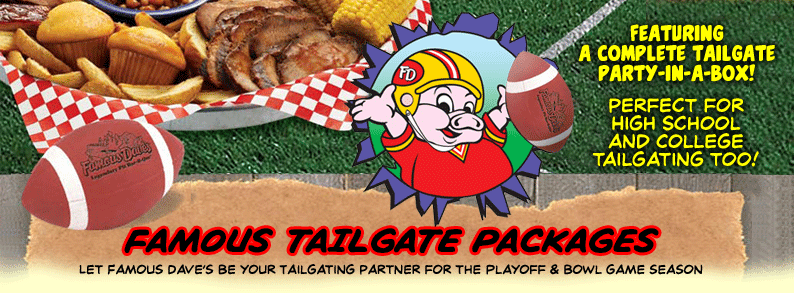 Famous Tailgate Packages - Perfect for High School and College Tailgating too!