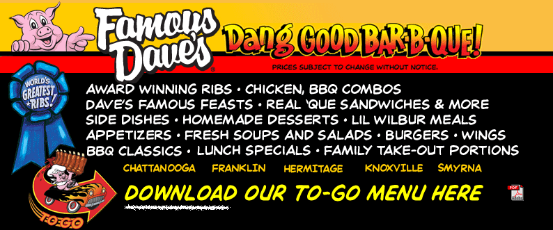 Famous Dave's Menu