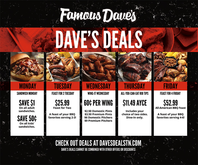 Coupons for famous dave's barbeque