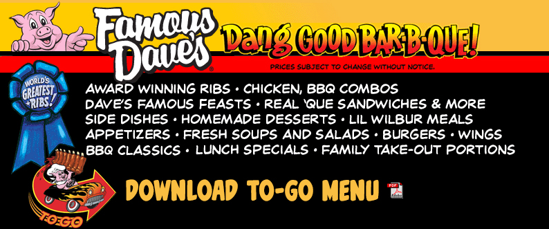 Famous Dave's Menu